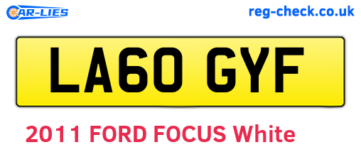 LA60GYF are the vehicle registration plates.
