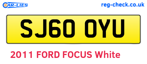 SJ60OYU are the vehicle registration plates.