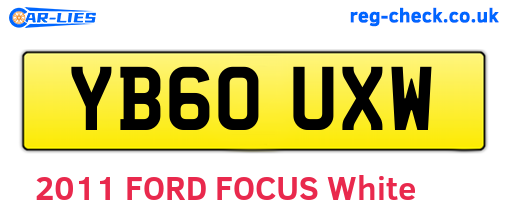 YB60UXW are the vehicle registration plates.