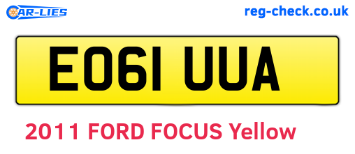 EO61UUA are the vehicle registration plates.