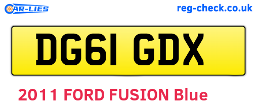 DG61GDX are the vehicle registration plates.