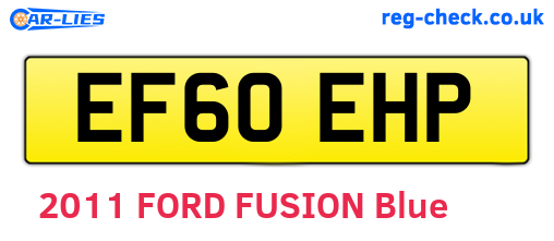 EF60EHP are the vehicle registration plates.