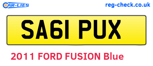 SA61PUX are the vehicle registration plates.