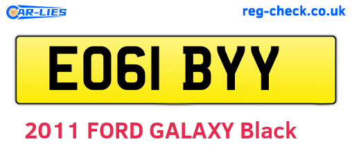 EO61BYY are the vehicle registration plates.