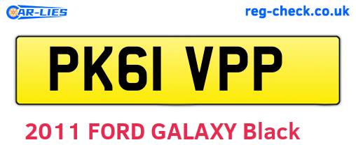 PK61VPP are the vehicle registration plates.