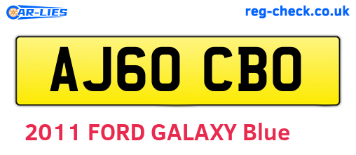 AJ60CBO are the vehicle registration plates.