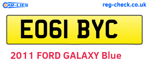 EO61BYC are the vehicle registration plates.