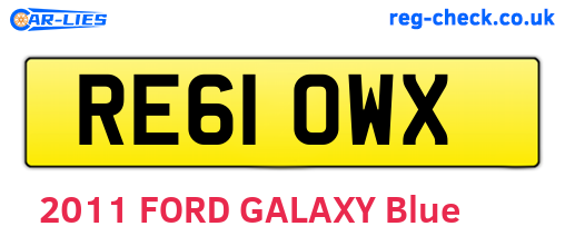 RE61OWX are the vehicle registration plates.