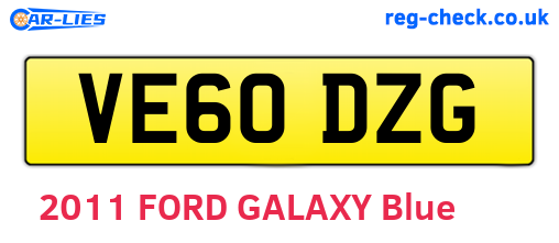 VE60DZG are the vehicle registration plates.