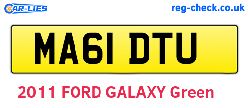 MA61DTU are the vehicle registration plates.