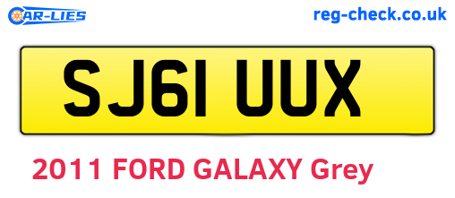 SJ61UUX are the vehicle registration plates.