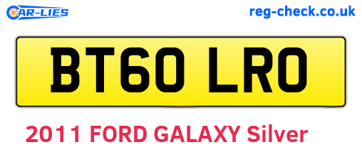 BT60LRO are the vehicle registration plates.