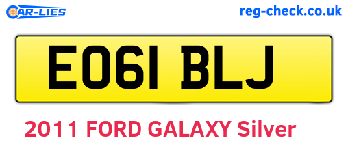 EO61BLJ are the vehicle registration plates.