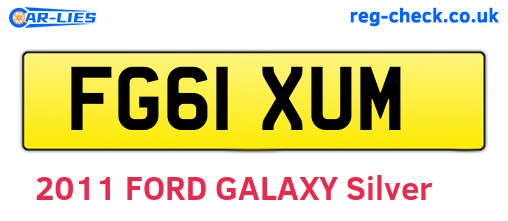 FG61XUM are the vehicle registration plates.