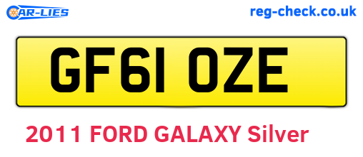 GF61OZE are the vehicle registration plates.