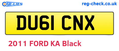 DU61CNX are the vehicle registration plates.