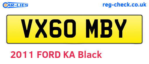 VX60MBY are the vehicle registration plates.
