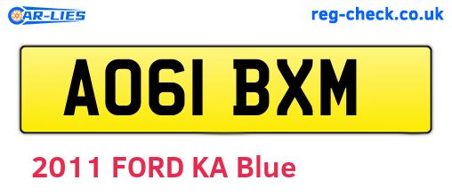 AO61BXM are the vehicle registration plates.
