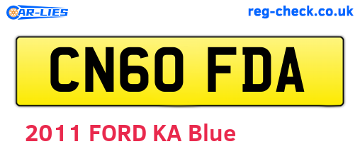 CN60FDA are the vehicle registration plates.