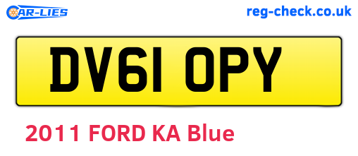 DV61OPY are the vehicle registration plates.