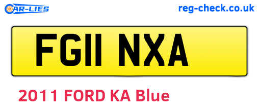 FG11NXA are the vehicle registration plates.
