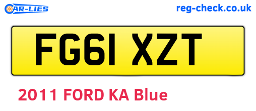 FG61XZT are the vehicle registration plates.