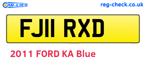 FJ11RXD are the vehicle registration plates.