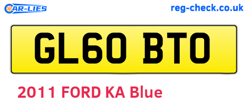 GL60BTO are the vehicle registration plates.