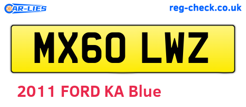 MX60LWZ are the vehicle registration plates.
