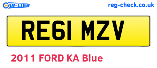 RE61MZV are the vehicle registration plates.