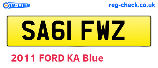 SA61FWZ are the vehicle registration plates.