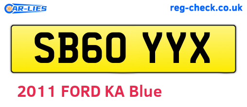 SB60YYX are the vehicle registration plates.