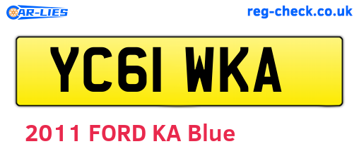 YC61WKA are the vehicle registration plates.