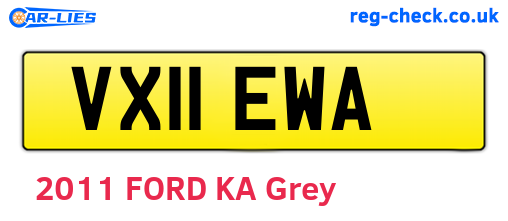 VX11EWA are the vehicle registration plates.