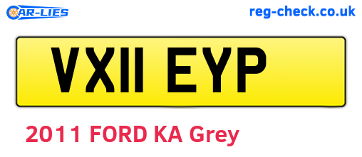 VX11EYP are the vehicle registration plates.