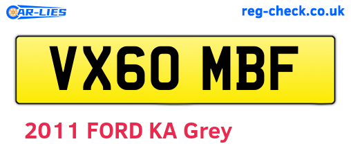 VX60MBF are the vehicle registration plates.