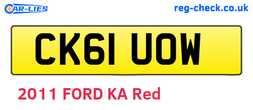 CK61UOW are the vehicle registration plates.