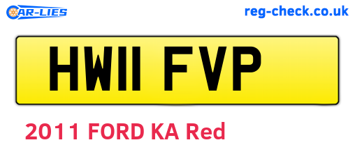 HW11FVP are the vehicle registration plates.
