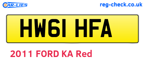 HW61HFA are the vehicle registration plates.