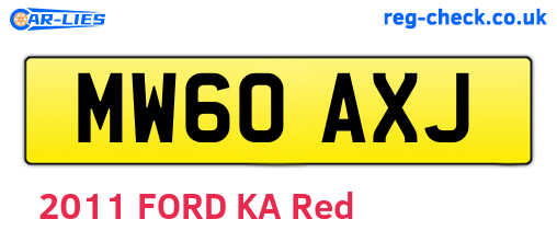 MW60AXJ are the vehicle registration plates.