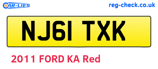 NJ61TXK are the vehicle registration plates.