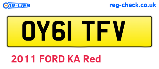 OY61TFV are the vehicle registration plates.
