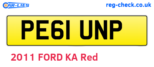 PE61UNP are the vehicle registration plates.