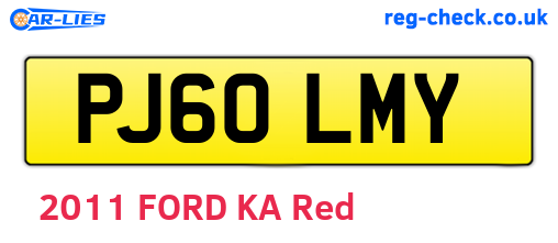 PJ60LMY are the vehicle registration plates.