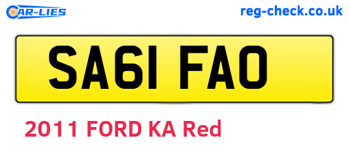 SA61FAO are the vehicle registration plates.