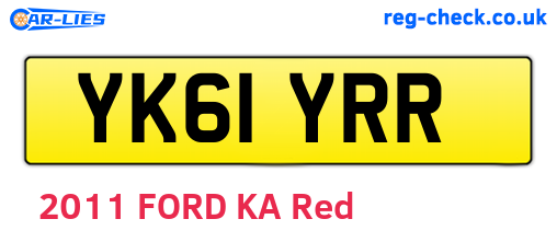 YK61YRR are the vehicle registration plates.