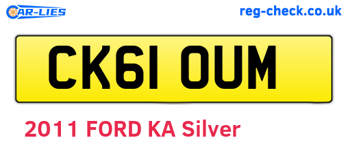 CK61OUM are the vehicle registration plates.