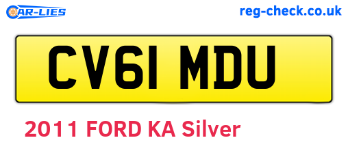CV61MDU are the vehicle registration plates.