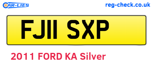 FJ11SXP are the vehicle registration plates.