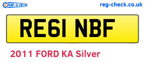 RE61NBF are the vehicle registration plates.
